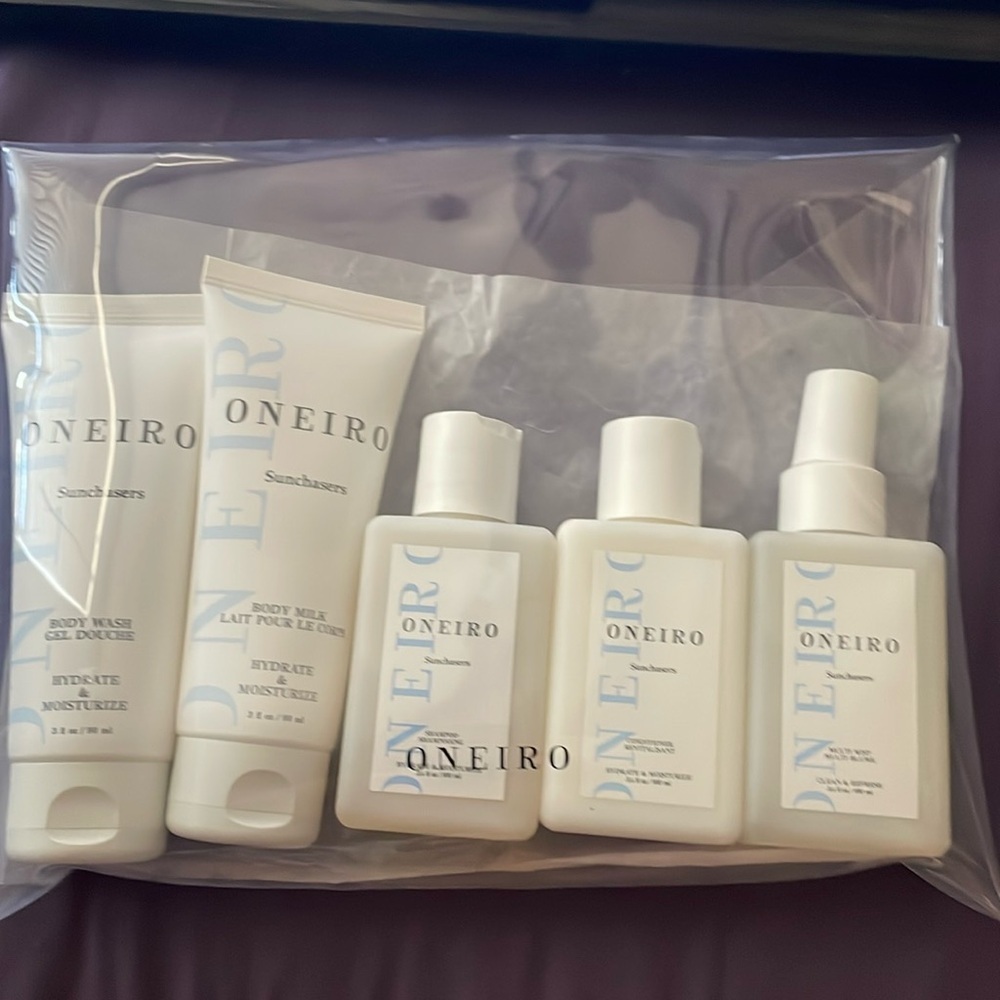 SEALED NEW ONEIRO Sunchasers TSA 5 piece Kit Travel Clean‎ Vegan Personal Care